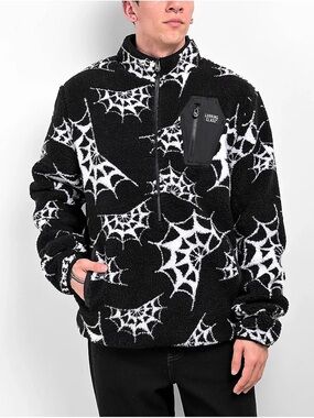Lurking Class | Spider Web Black Fleece Zip Hoodie